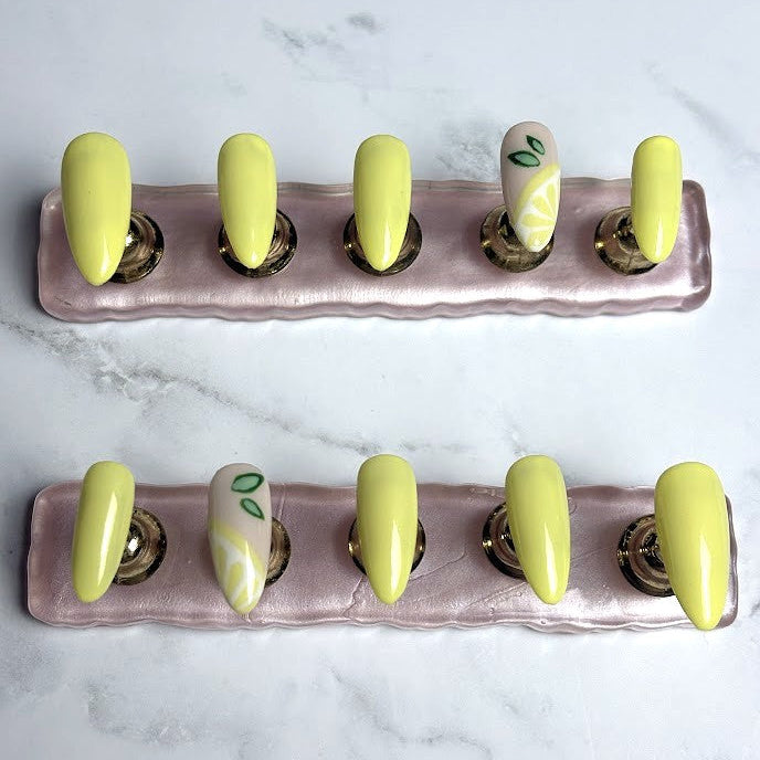 Lemon Zest Press-On Nails – “Fresh Squeeze” Collection