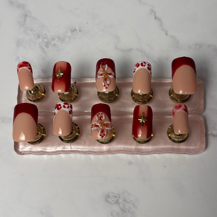 Red Rodeo Bloom Press-On Nails – “Cowgirl Blossom” Collection