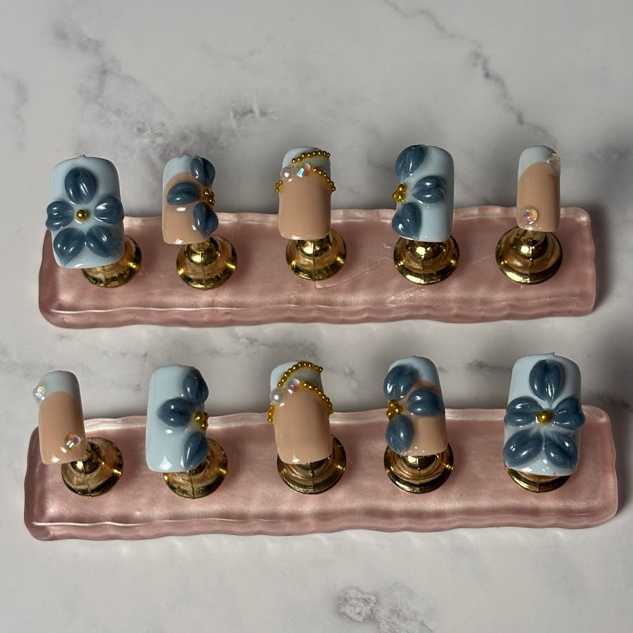 Sage Petal Press-On Nails – “Botanical Bloom” Collection