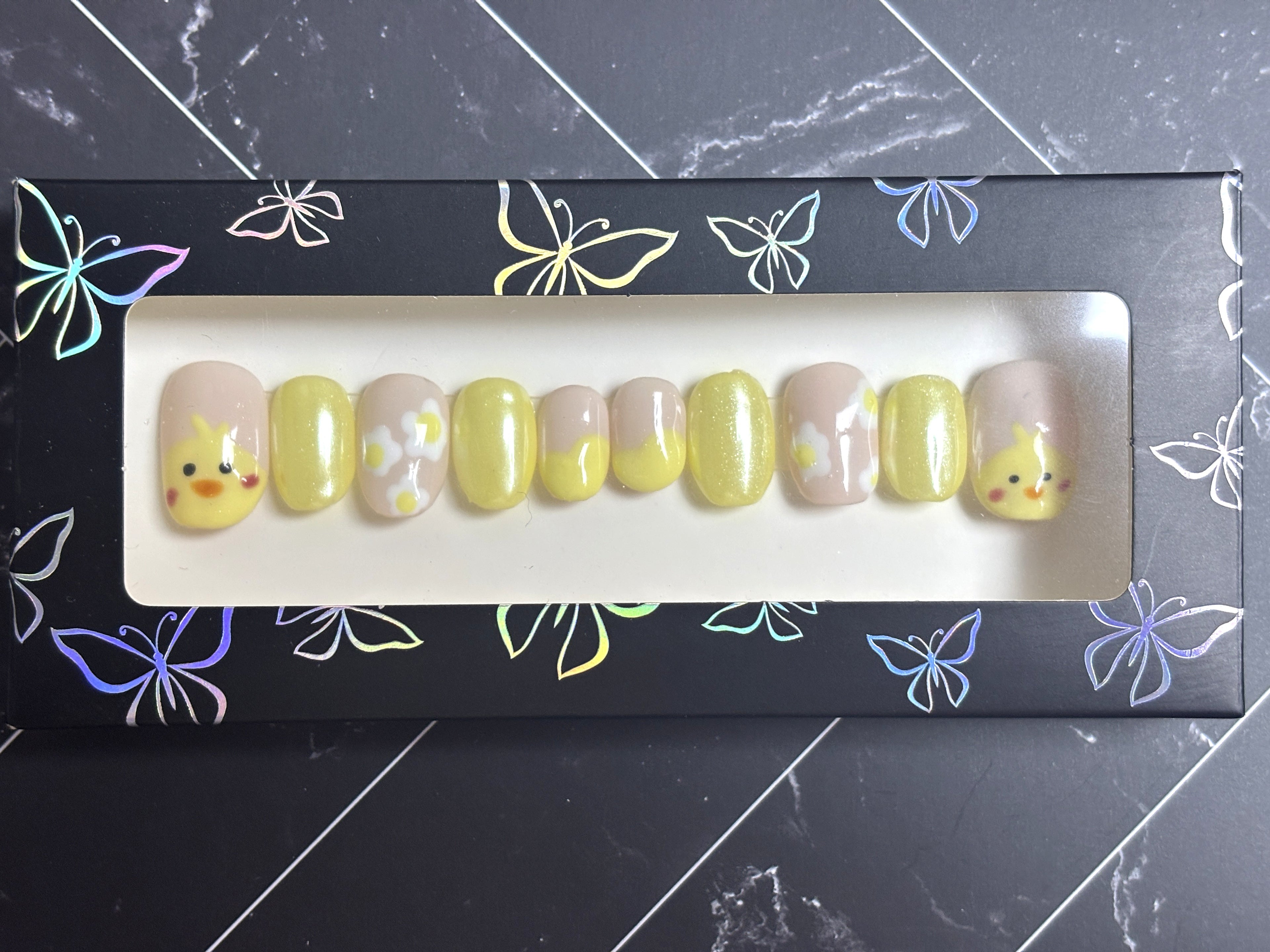 Yellow Duckie Press-On Nails – “Sunny Duckling” Collection