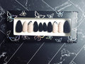 Black & White Geometric French Tip Press-On Nails – “Noir Geometry” Collection