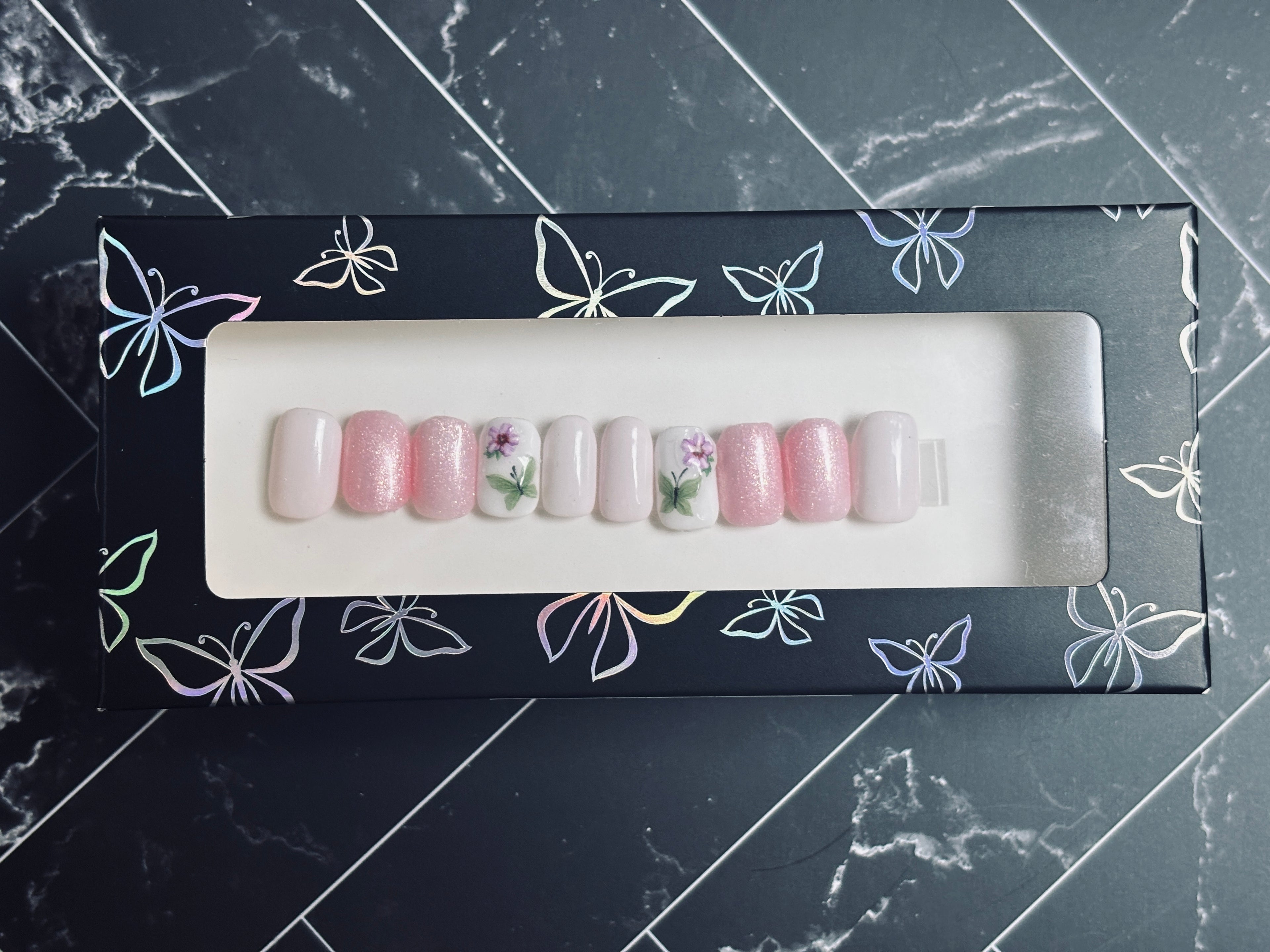 Mommy & Me Pink Floral French Tip Press-On Nails – “Garden French” Collection