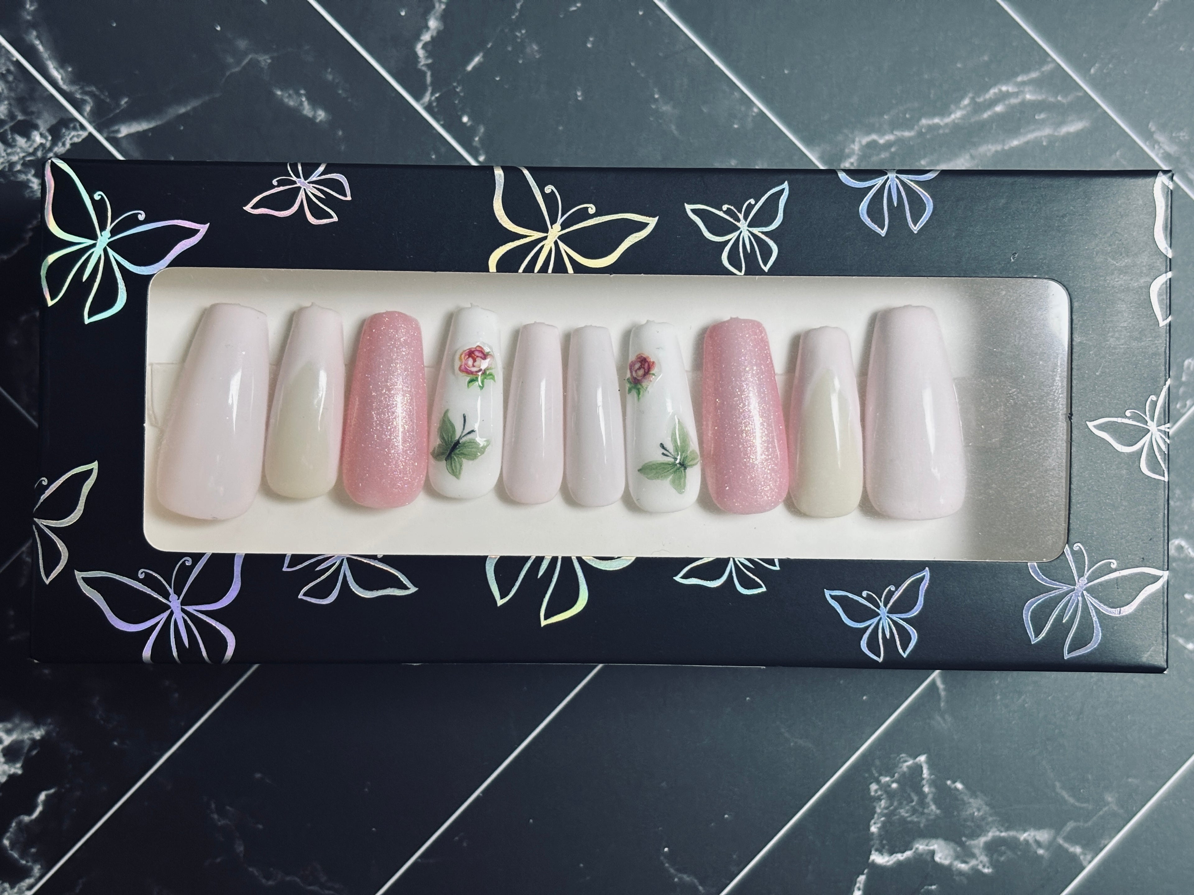 Mommy & Me Pink Floral French Tip Press-On Nails – “Garden French” Collection
